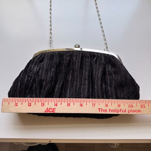 Vintage Neiman Marcus Textured Satin Clutch Evening Bag Womens Cocktail Black - Picture 15 of 16